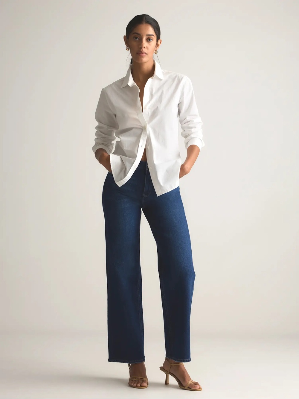 Quince 10 Bella Stretch Relaxed Fit Straight-Leg Jean Comfy 90s Organic Soft Eco